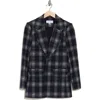 Calvin Klein Plaid Longline Jacket In Navy Multi