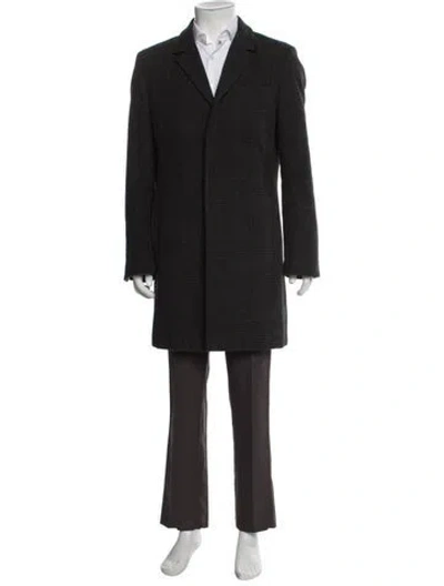 Pre-owned Calvin Klein Plaid Print Overcoat In Black