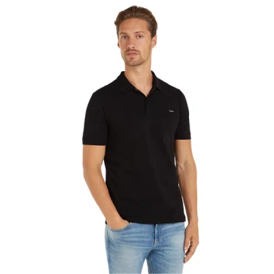 Calvin Klein Plain Polo Shirt With Logo In Black