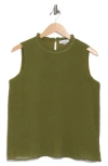 Calvin Klein Pleat Mock Neck Sleeveless Top In Green