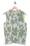 Calvin Klein Pleat Mock Neck Sleeveless Top In Multi