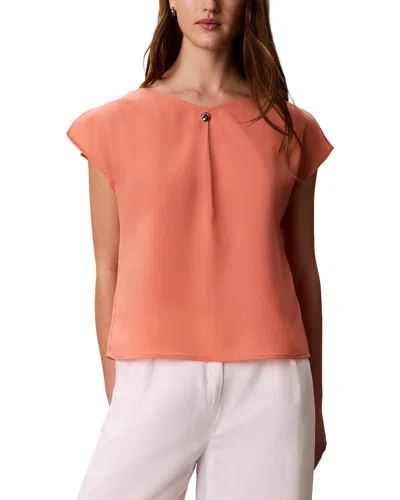 Calvin Klein Pleat Top In Orange