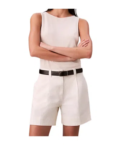 Calvin Klein Pleated Bermuda Shorts In White