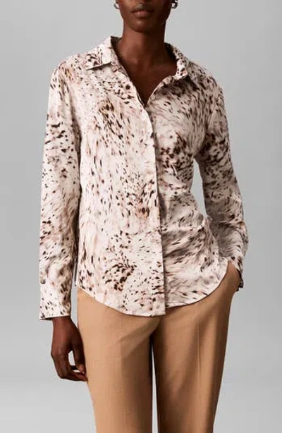 Calvin Klein Pleated Button Front Shirt In Multi