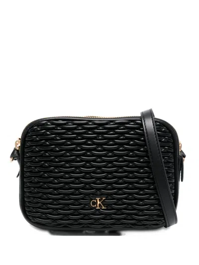 Calvin Klein Pleated Double Zip Crossbody Bag In Black
