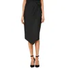 Calvin Klein Womens Pleated Knee Length Wrap Skirt In Black