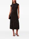 Calvin Klein Pleated Midi Dress In Brown
