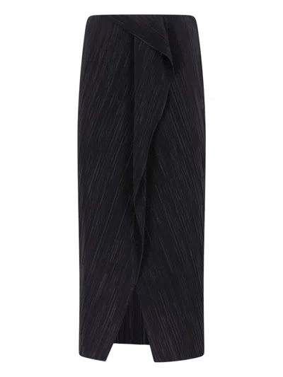 Calvin Klein Pleated Midi Skirt In Black