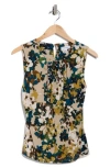 Calvin Klein Pleated Neck Sleeveless Top In Multi