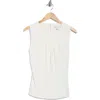 Calvin Klein Pleated Neck Sleeveless Top In White