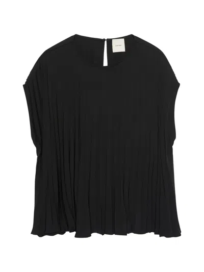 Calvin Klein Pleated Sleeveless Top In Brown