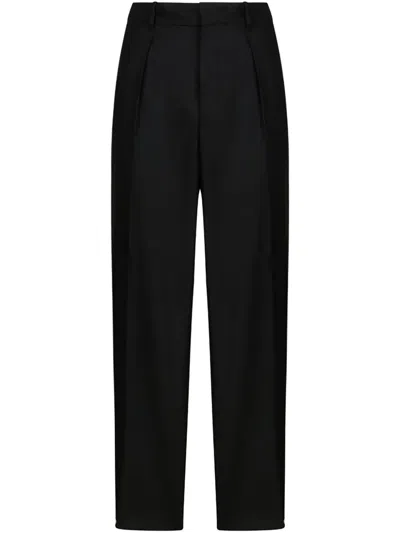 Calvin Klein Pleated Straight Trousers In 黑色