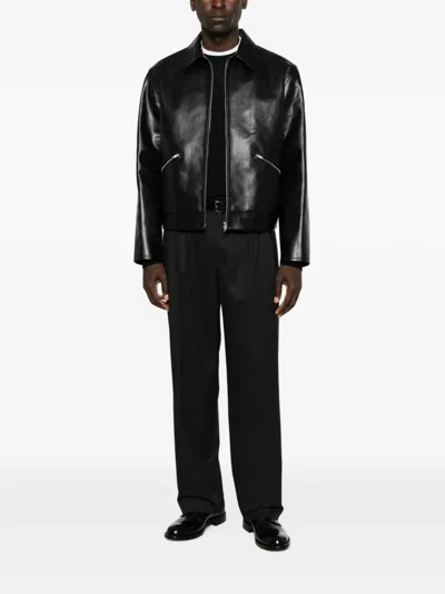 Calvin Klein Pleated Straight-leg Trousers In Black