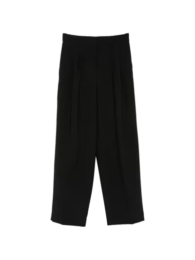 Calvin Klein Perfect Wide Leg Pleated Pants In Black