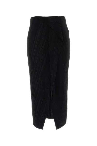 Calvin Klein Plisse Bias Seam Midi Skirt In Black