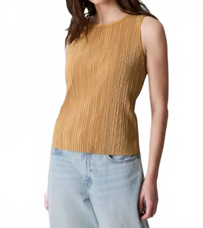 Calvin Klein Plisse Tank Top In Gold Ice/yellow In Multi