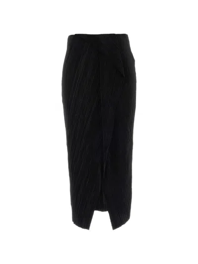 Calvin Klein Plisse Bias Seam Midi Skirt In Black