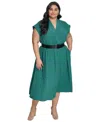 CALVIN KLEIN PLUS SIZE BELTED A-LINE DRESS