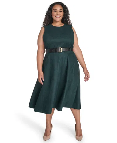 CALVIN KLEIN PLUS SIZE BELTED SCUBA DRESS