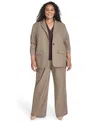 Calvin Klein Plus Size Check-print One-button 3/4-sleeve Jacket In Multi