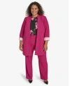 Calvin Klein Plus Size Cuffed Jacket Ruffled Blouse Highline Pants In Mulberry