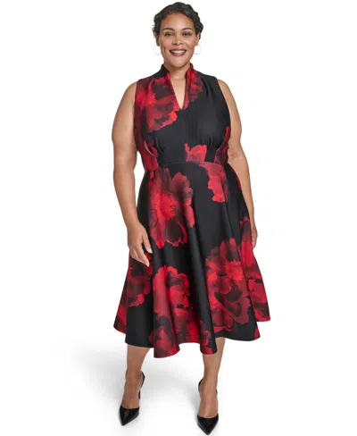 Calvin Klein Plus Size Floral Print Scuba Dress In Multi