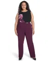 Calvin Klein Plus Size High Rise Modern Fit Pants In Burgundy