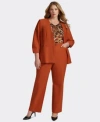Calvin Klein Plus Size Infinite Stretch Open Front Jacket Animal Print Blouse Infinite Stretch Modern Fit Pants In Tera