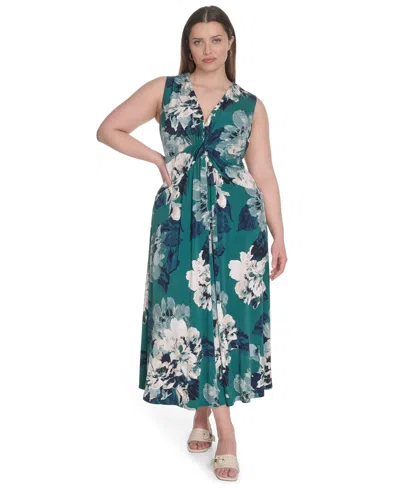 Calvin Klein Plus Size Jersey Printed Sleeveless Midi Dress