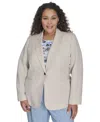 Calvin Klein Plus Size Linen-blend One-button Blazer