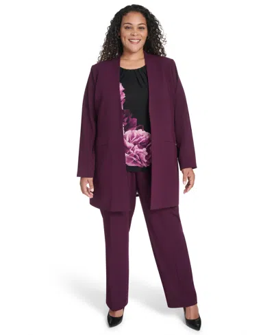 Calvin Klein Plus Size Long Sleeve Blazer In Purple