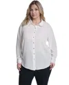 Calvin Klein Plus Size Long-sleeve Button-down Top In White
