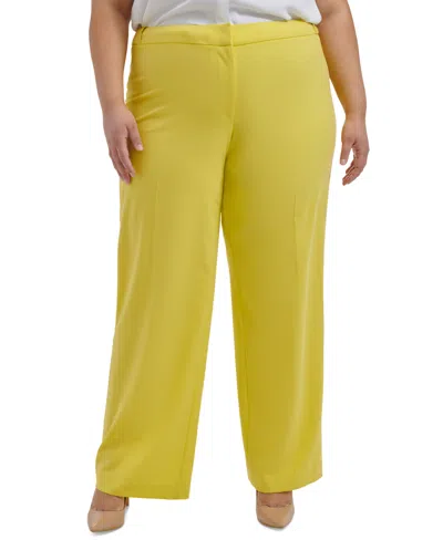 Calvin Klein Plus Size Lux Highline Tab-waist Pants In Pear