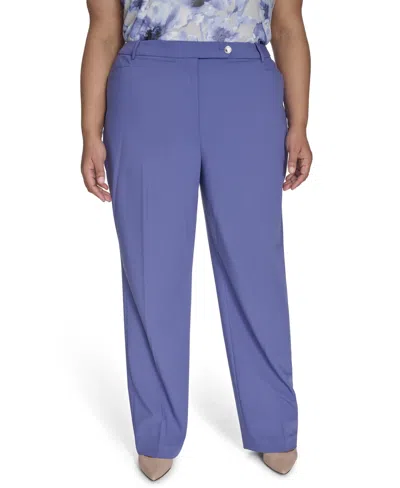Calvin Klein Plus Size Lux Modern Fit Wide-leg Pants In Future Dusk
