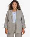 Calvin Klein Plus Size Menswear Open-front Blazer In Heather Grey Multi