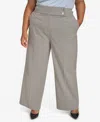 Calvin Klein Plus Size High Rise Wide-leg Pants In Heather Grey Multi
