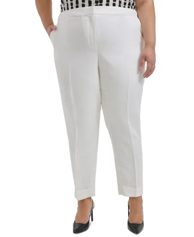 Calvin Klein Plus Size Mid-rise Cuffed Ankle Pants In White
