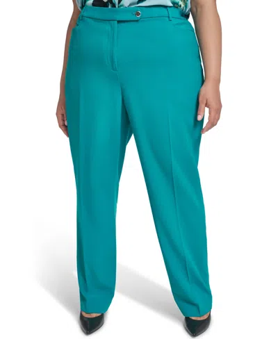 Calvin Klein Plus Size Mid Rise Modern Pant In Blue