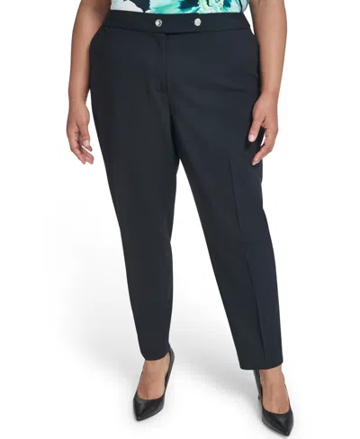 Calvin Klein Plus Size Mid Rise Slim Leg Pant In Blue