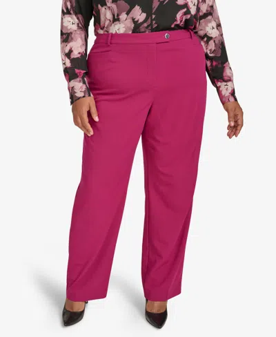 Calvin Klein Plus Size Mid-rise Straight-leg Pants In Mulberry