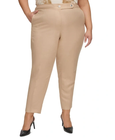 Calvin Klein Plus Size Mid-rise Straight-leg Pants In Nomad