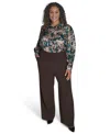 Calvin Klein Plus Size Mid-rise Wide-leg Pants In Brown