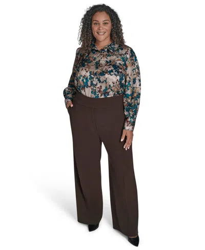 CALVIN KLEIN PLUS SIZE MID-RISE WIDE-LEG PANTS