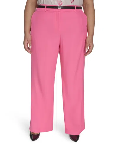Calvin Klein Plus Size Mid-rise Wide-leg Pants In Peony