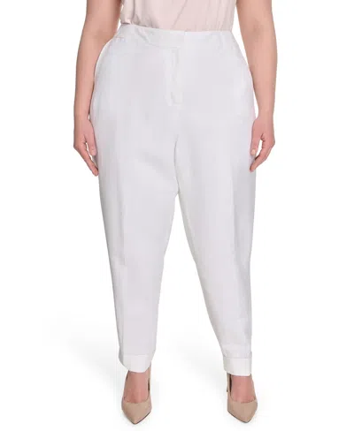 Calvin Klein Plus Size Mid Size Straight-leg Pants In White