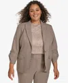 CALVIN KLEIN PLUS SIZE NOTCH-COLLAR SCRUNCH-SLEEVE JACKET