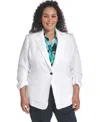 Calvin Klein Plus Size Notch Collared Jacket In Multi