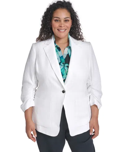 Calvin Klein Plus Size Notch Collared Jacket In Multi