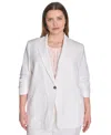 CALVIN KLEIN PLUS SIZE NOTCHED COLLAR RUCHED-SLEEVE BLAZER