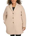 Calvin Klein Plus Size Notched-collar Single-breasted Coat In Red Beige Melange